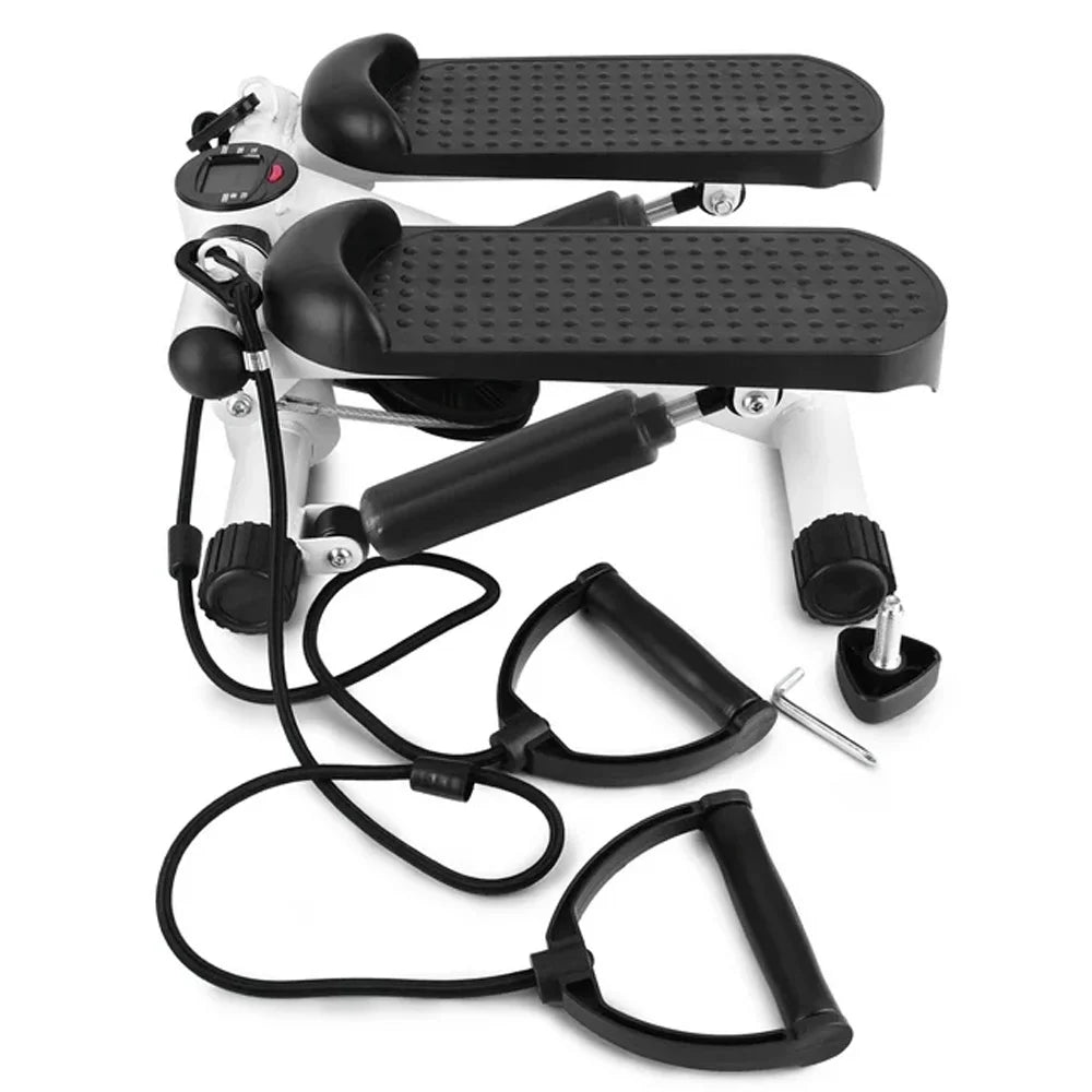 Steppers for Exercise, Stair Stepper with Resistance Bands, Mini Stepper Health & Fitness Stepper with LCD Monitor White